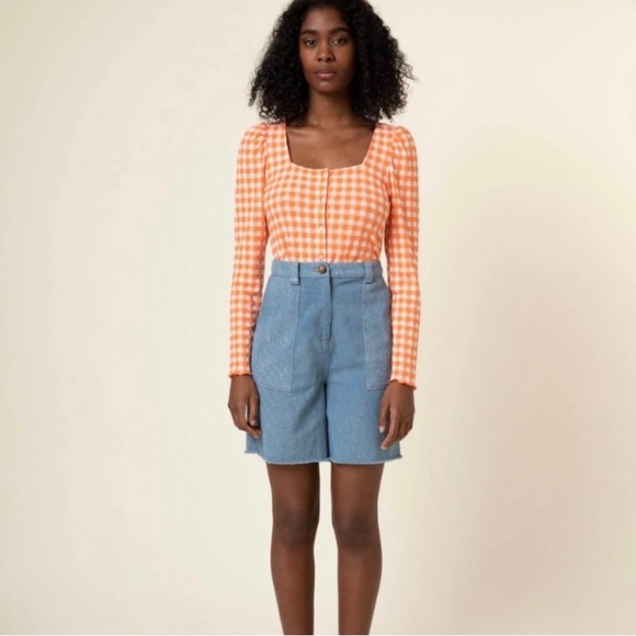 FRNCH DENIM JEAN HIGH WAIST BERMUDA OANA SHORTS SIZE Small - Picture 1 of 12